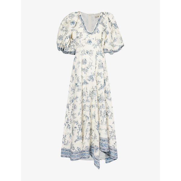 Alemais Casa balloon-sleeve linen midi dress