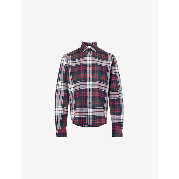 With Nothing Underneath Patch-pocket plaid-pattern cotton and wool-blend shirt