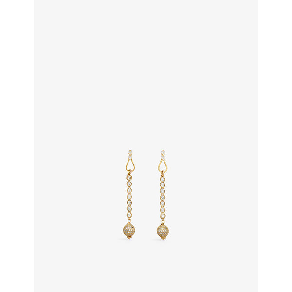 Brinker And Eliza After Party 24ct antique yellow-gold plated brass and crystal drop earrings