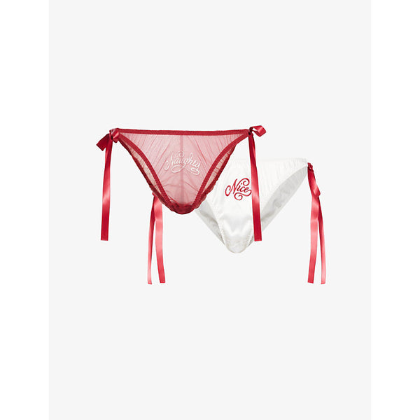 Savage X Fenty Flirty & Wordy pack of two bikini sheer briefs