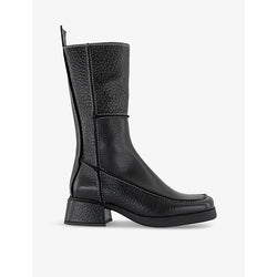 Miista Alzira contrast-stitch square-toe leather calf boots | Miista