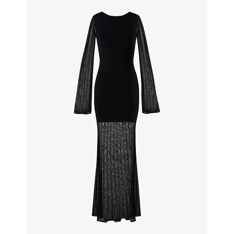 Malina Haisley round-neck long-sleeve knitted maxi dress | MALINA