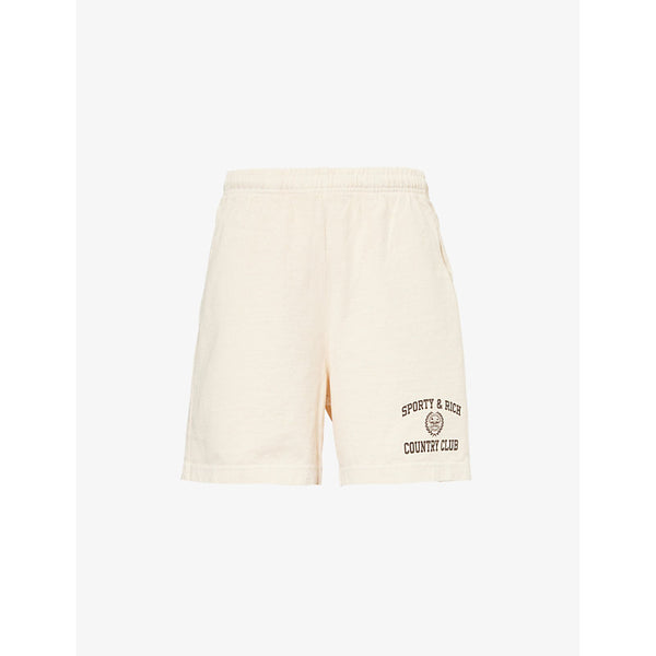 Sporty & Rich Country brand-print cotton-jersey shorts