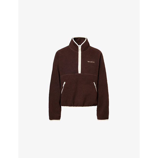 Sporty & Rich Country embroidered-branding faux-sherpa jacket