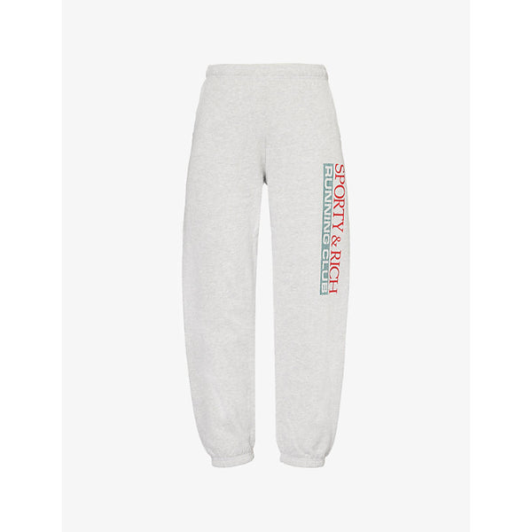 Sporty & Rich Finish Line Text-Print Cotton-Jersey Jogging Bottoms