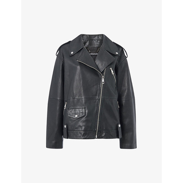 Whistles Freja zip-up leather biker jacket