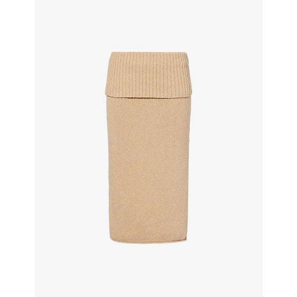 House Of Sunny Courtney fold-over cotton-blend midi skirt