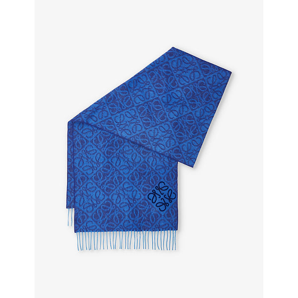 Loewe Anagram logo-pattern cashmere and wool-blend scarf