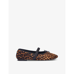 Maje Faby leopard-pattern calf-hair ballerina shoes