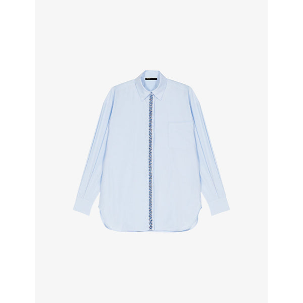 Maje Bead-embellished relaxed-fit cotton shirt