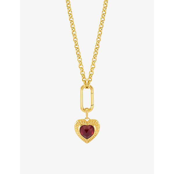 Rachel Jackson Electric Love January Birthstone Heart 22ct yellow gold-plated sterling-silver necklace