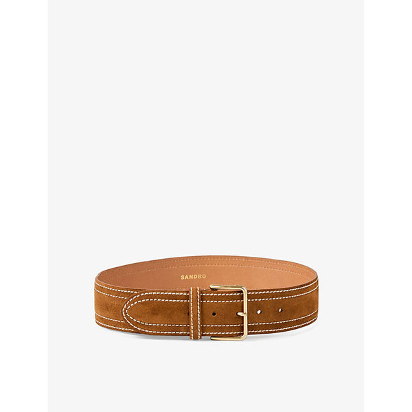 Sandro Wide buckle suede belt