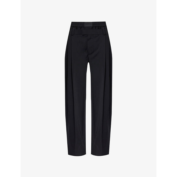 Alexander Wang Boxer Pleated Wide-Leg High-Rise Stretch-Wool Blend Trousers