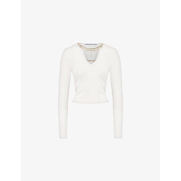 Alexander Wang V-neck necklace knitted top