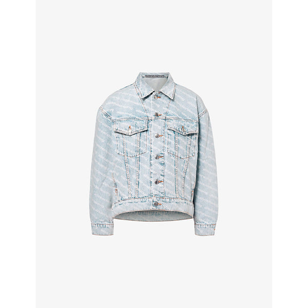 Alexander Wang Falling Back brand-print relaxed-fit denim jacket