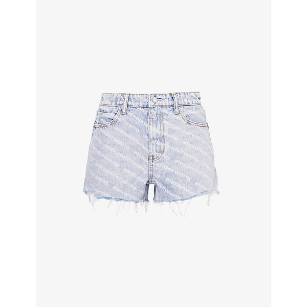 Alexander Wang Bite brand-print high-rise denim shorts