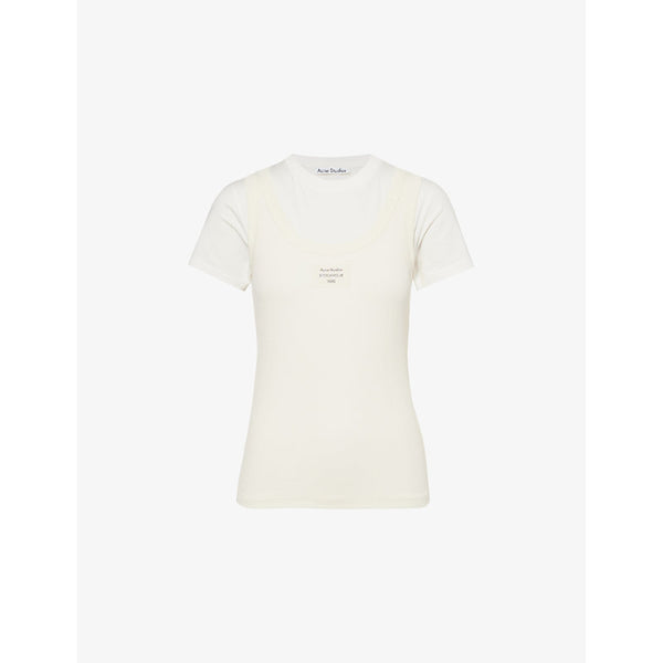 Acne Studios Layered-Tank Logo-Patch stretch-cotton T-shirt