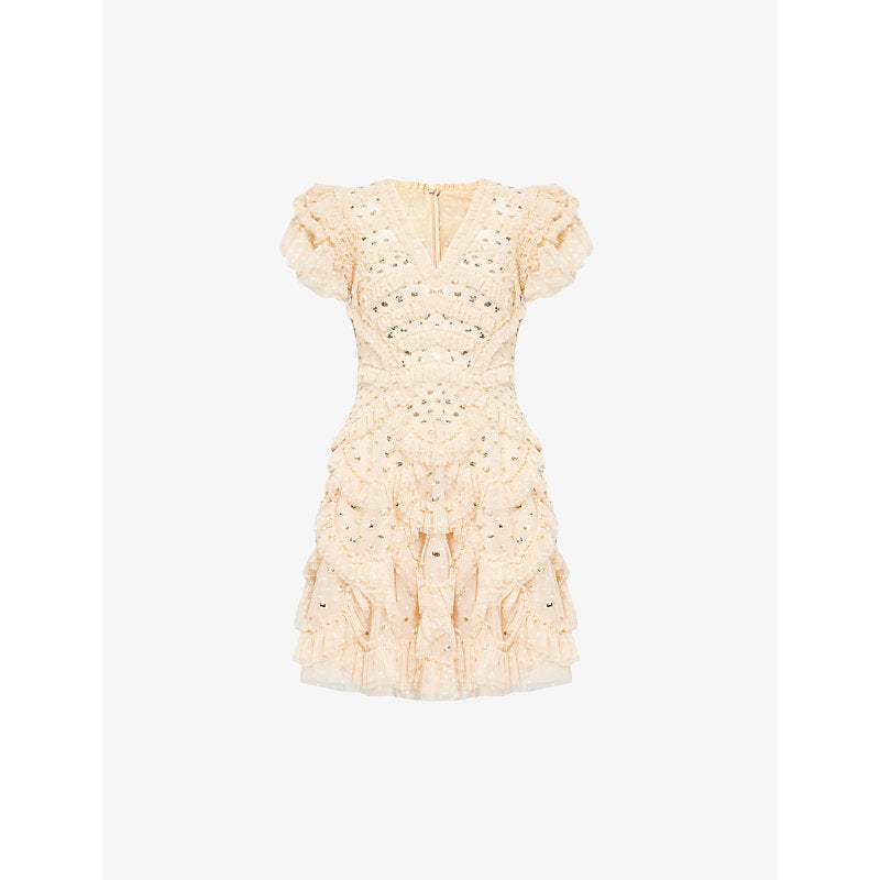 Needle And Thread Aurelie ruffled recycled-polyester mini dress | NEEDLE AND THREAD