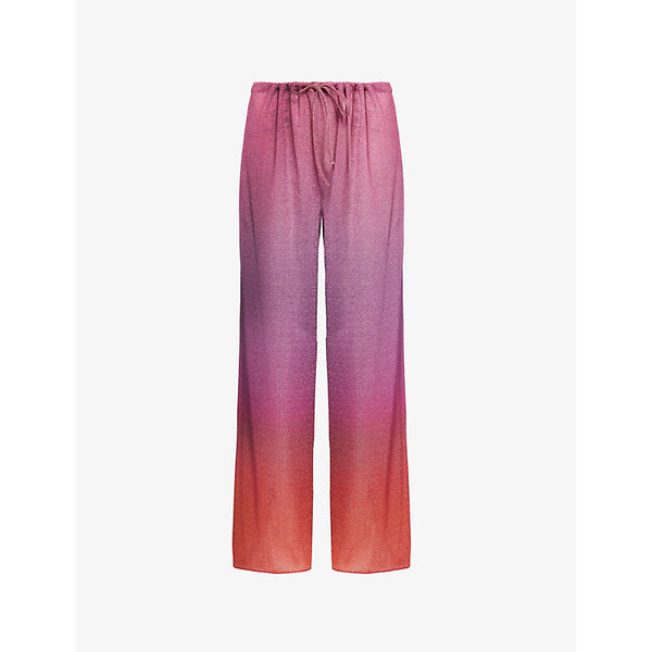 Oseree Lumiere drawstring-waistband wide-leg high-rise woven-blend trousers