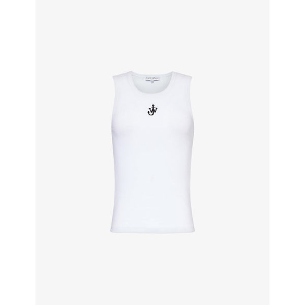 JW Anderson Embroidered-anchor sleeveless cotton-jersey top