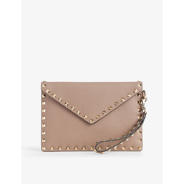 Valentino Garavani Rockstud Grained- Leather Pouch