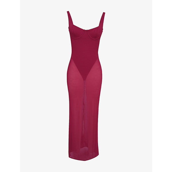 House of CB Robina Internal-Bodysuit Mesh Maxi Dress