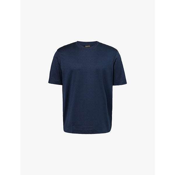 Emporio Armani Monogram-pattern crewneck cotton T-shirt