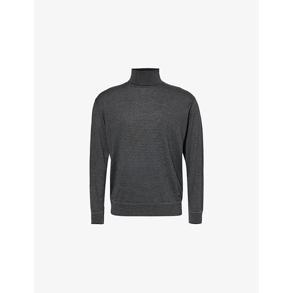 Emporio Armani Striped Turtleneck Regular-Fit Knitted Jumper