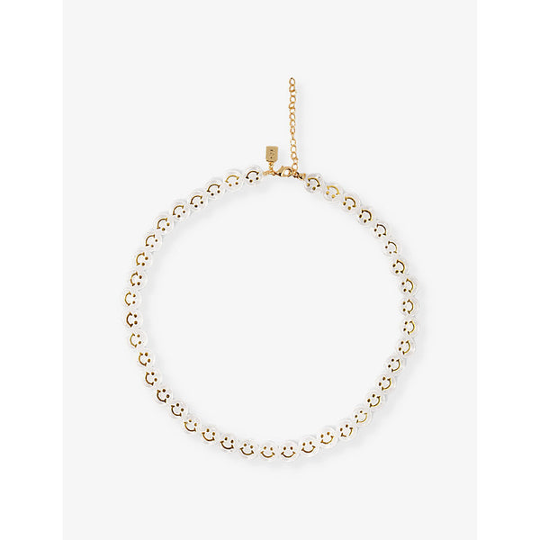 Crystal Haze Molly bead-embellished 18ct yellow gold-plated brass and resin necklace