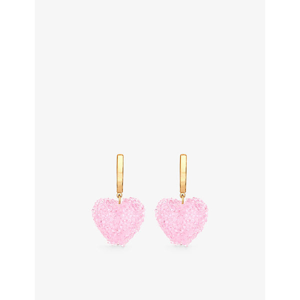 Crystal Haze Jelly Heart 18ct yellow gold-plated brass and resin hoop earrings