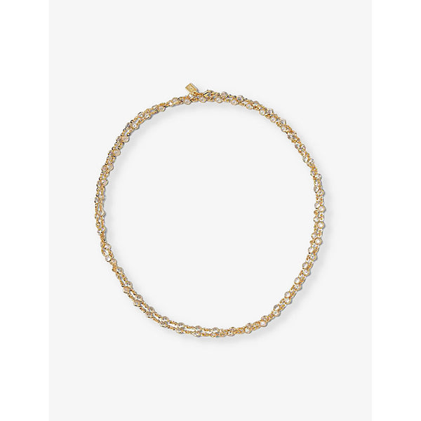 Crystal Haze Date 18ct yellow gold-plated brass and cubic zirconia chain necklace