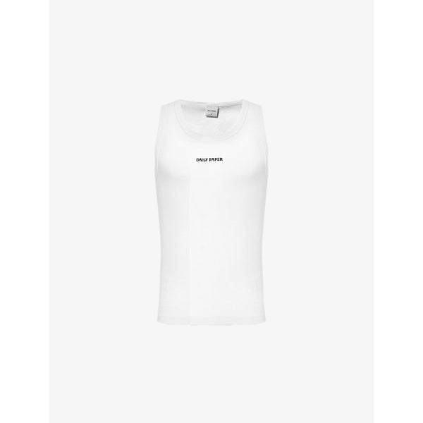 Daily Paper Brand-Embroidered Ribbed Stretch-Cotton Top