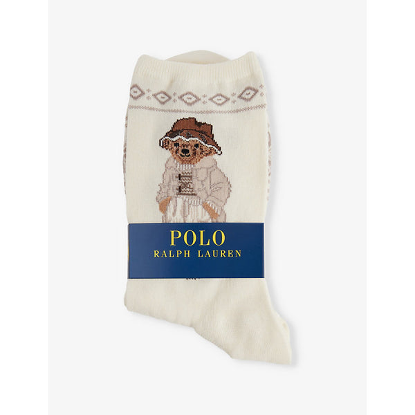 Polo Ralph Lauren Bear-Intarsia Knitted Stretch-Cotton Socks