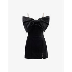 Nadine Merabi Elodie bow-applique velvet mini dress | NADINE MERABI