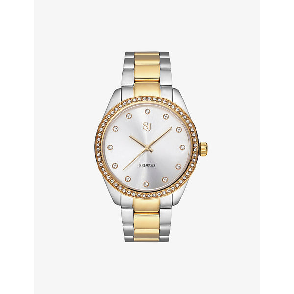 Sif Jakobs Valeria 18ct yellow gold-plated stainless-steel and cubic zirconia watch and bracelet set