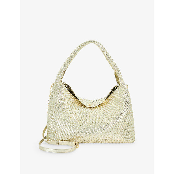 Dune Deliberate large metallic woven shoulder bag