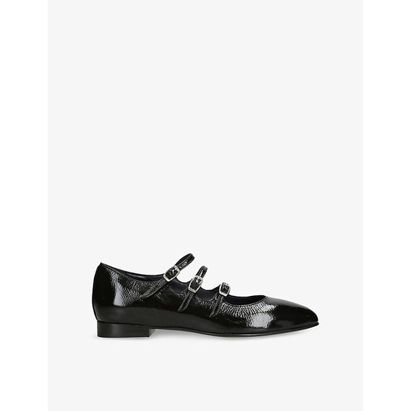 Carel Ariana Triple-Strap Patent-Leather Mary Jane Ballet Flats