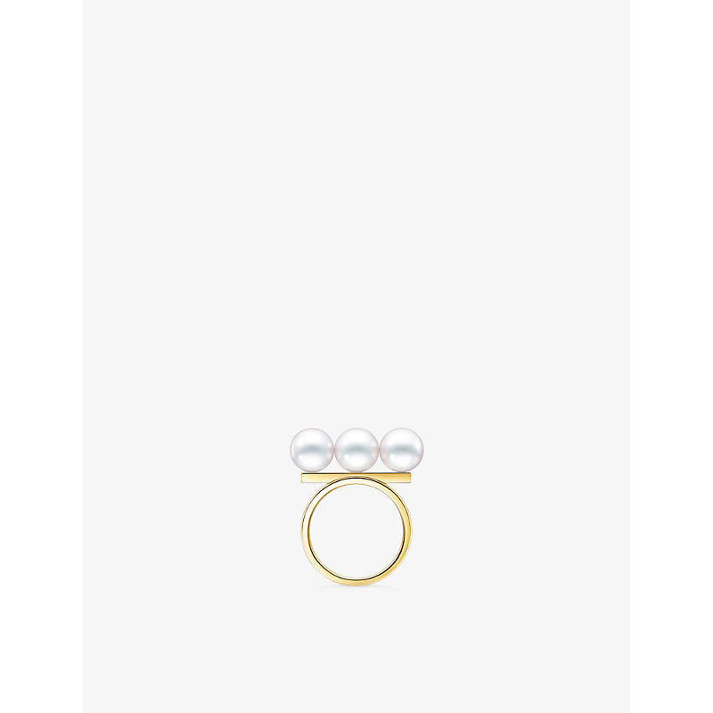 Tasaki Balance Neo yellow-gold and Akoya-pearl ring