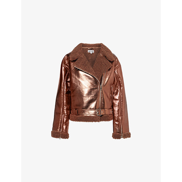 Amy Lynn Otto metallic-faux-leather relaxed-fit jacket