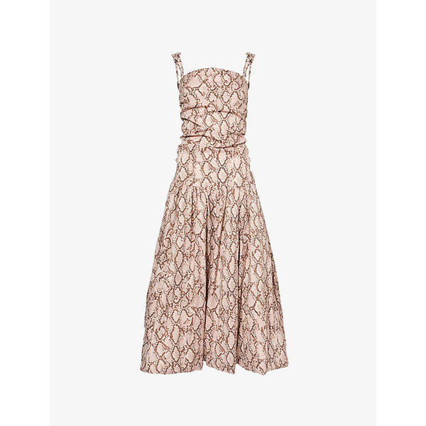 Amy Lynn Alexa snake-print cotton-poplin midi dress | AMY LYNN