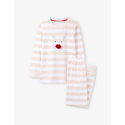 The Little White Company Jingles Reindeer striped organic-cotton pyjamas 1-2 years | THE LITTLE WHITE COMPANY