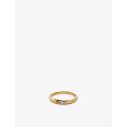 Monica Vinader Deia Mini 18ct yellow gold-plated vermeil sterling-silver and 0.006ct lab-grown diamond ring