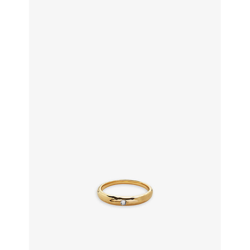 Monica Vinader Deia Mini 18ct yellow gold-plated vermeil sterling-silver and 0.006ct lab-grown diamond ring