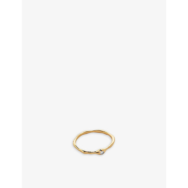 Monica Vinader Siren Mini 18ct yellow gold-plated vermeil sterling silver and 0.006ct lab-grown diamond ring