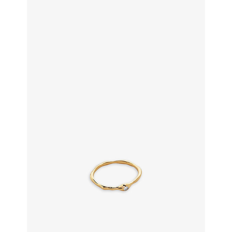 Monica Vinader Siren Mini 18ct yellow gold-plated vermeil sterling silver and 0.006ct lab-grown diamond ring