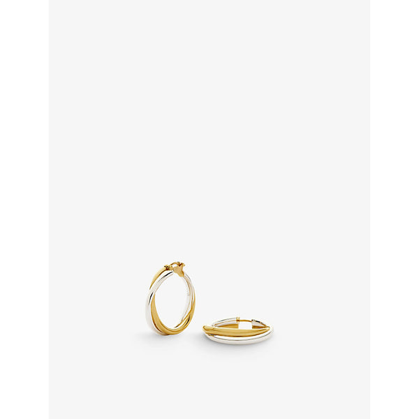 Missoma Entwine Slim large 18ct recycled yellow gold and rhodium-plated brass earrings