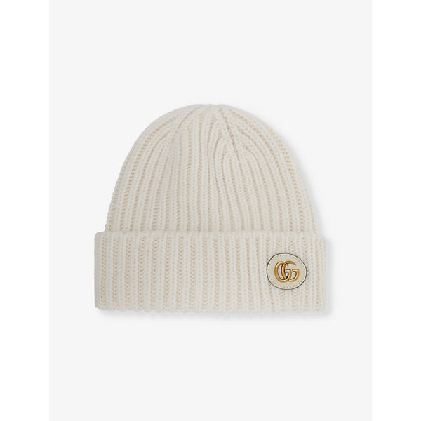 Gucci Double G Ribbed Wool-Blend Knitted Beanie Hat