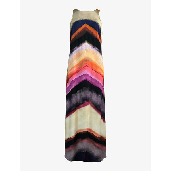 Ro&Zo Chevron-stripe sleeveless stretch-jersey maxi dress