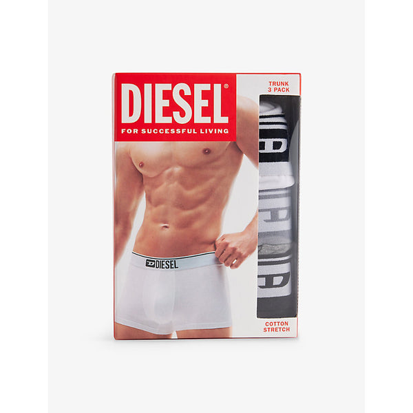 Diesel Branded-Waistband Pack of Three Stretch-Cotton Trunks