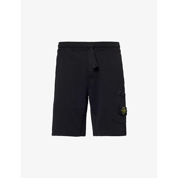 Stone Island Brand-Badge Straight-Leg Regular-Fit Cotton-Jersey Shorts